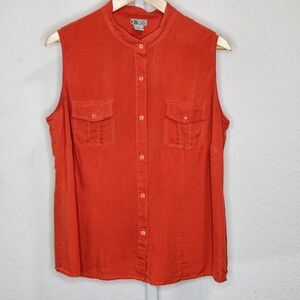 CB Plus Career 100% Silk Sleeveless Blouse Plus Size 2X Burnt Orange‎